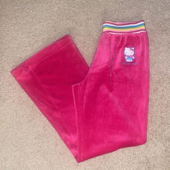 Hello Kitty Pants - Vintage Hello Kitty 30 Years Of Friendship Velour  Pants